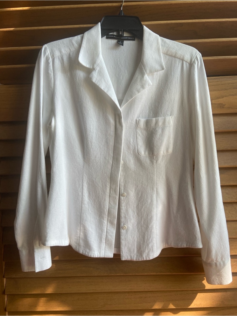 Linda Allard Ellen Tracy 6 White Collared Hidden Button-Front Blouse Women's Top